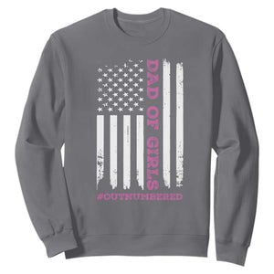 Funny Dad Of Girls Outnumbered Sweatshirt Vintage American Flag Father's Day TS11 Charcoal Print Your Wear