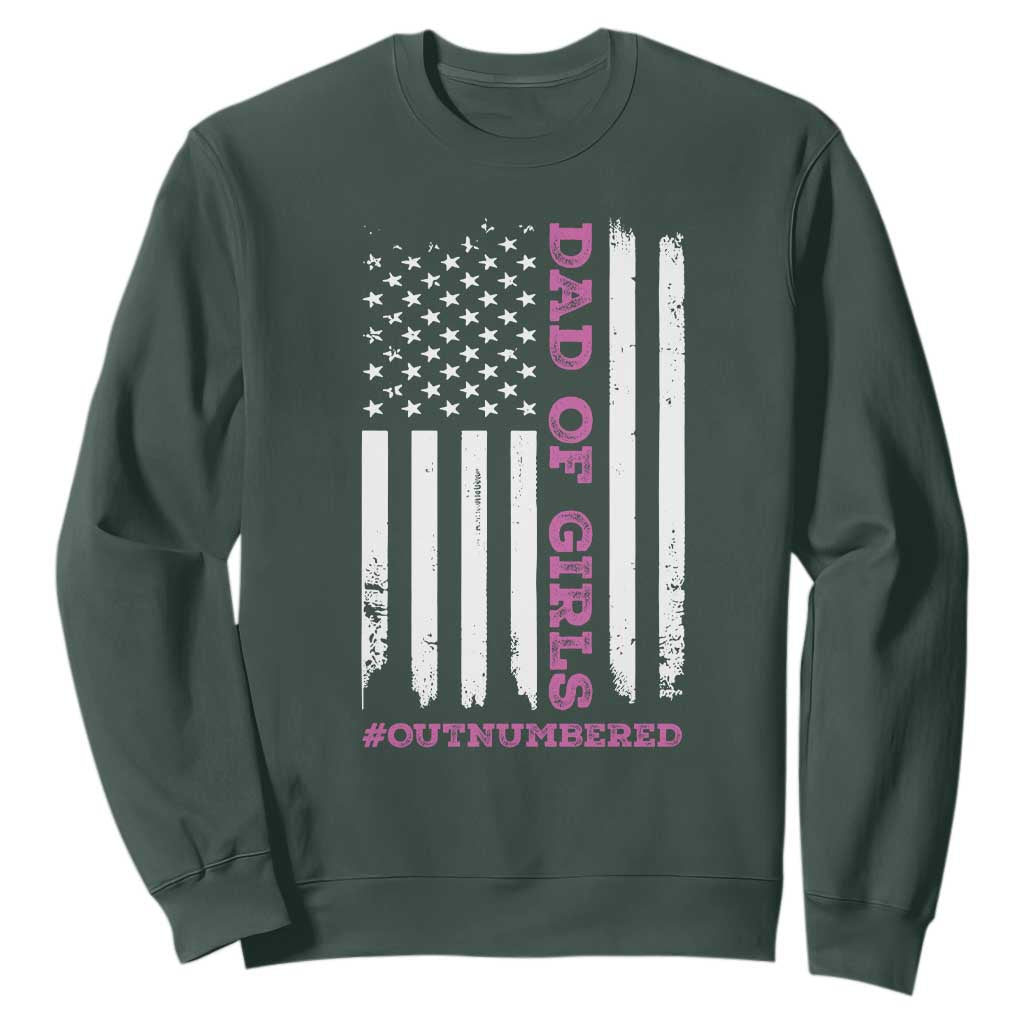 Funny Dad Of Girls Outnumbered Sweatshirt Vintage American Flag Father's Day TS11 Print Your Wear