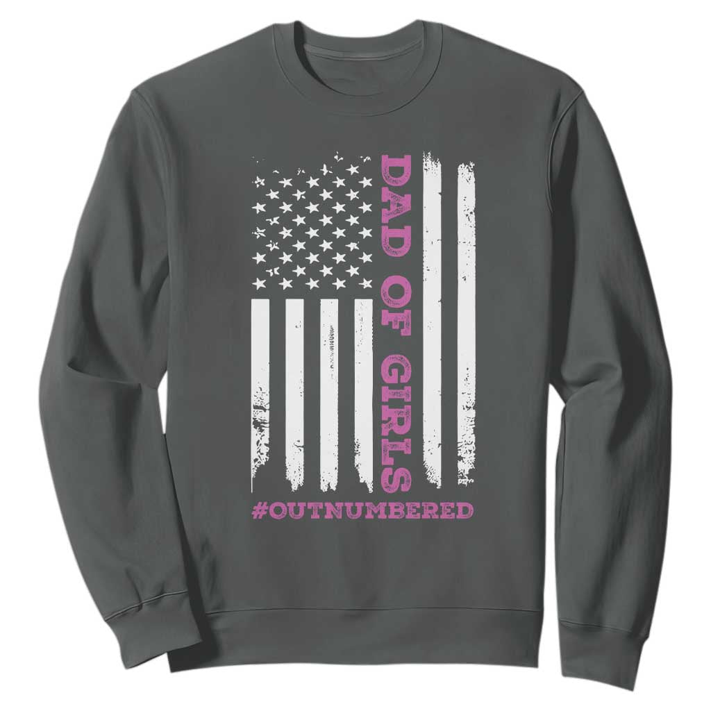 Funny Dad Of Girls Outnumbered Sweatshirt Vintage American Flag Father's Day TS11 Print Your Wear