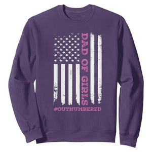 Funny Dad Of Girls Outnumbered Sweatshirt Vintage American Flag Father's Day TS11 Purple Print Your Wear