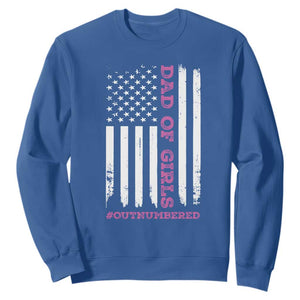 Funny Dad Of Girls Outnumbered Sweatshirt Vintage American Flag Father's Day TS11 Royal Blue Print Your Wear