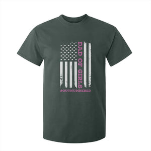Funny Dad Of Girls Outnumbered T Shirt For Kid Vintage American Flag Father's Day TS11 Dark Forest Green Print Your Wear