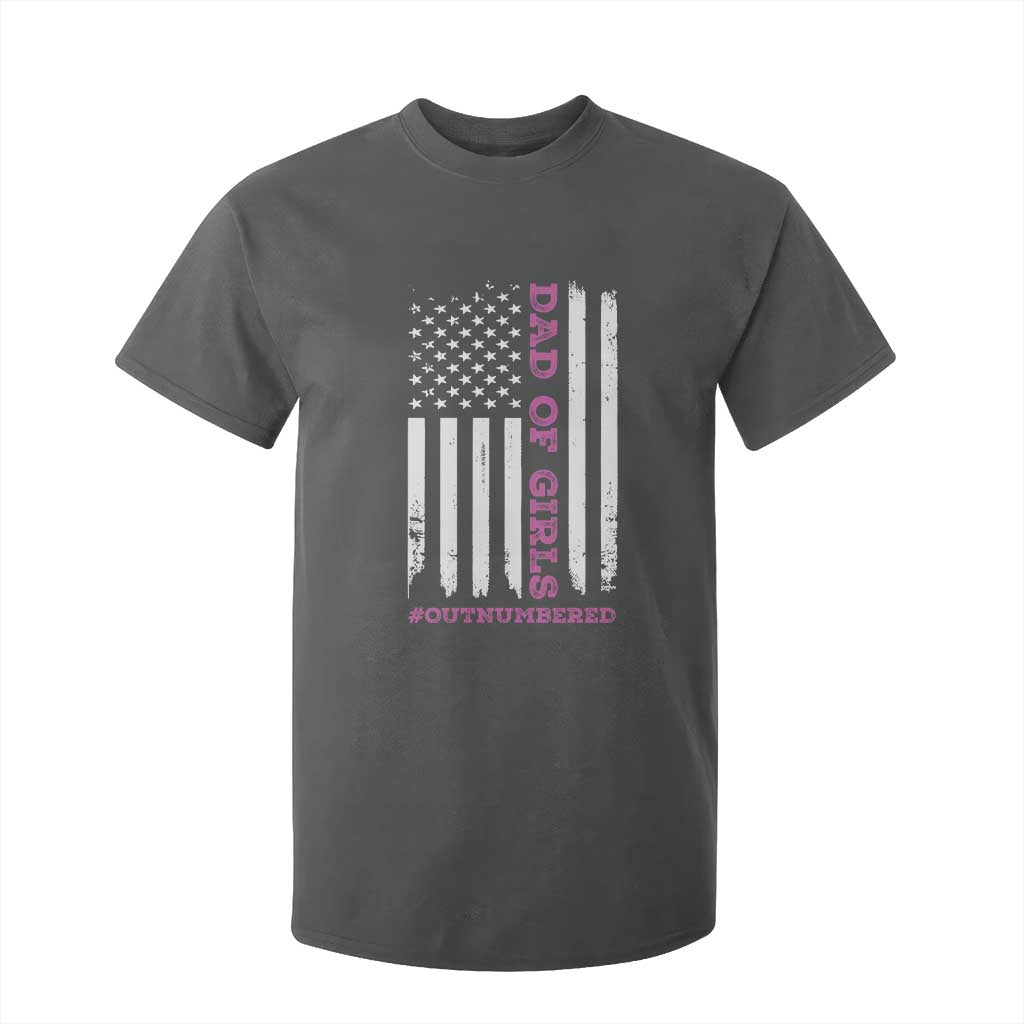 Funny Dad Of Girls Outnumbered T Shirt For Kid Vintage American Flag Father's Day TS11 Print Your Wear