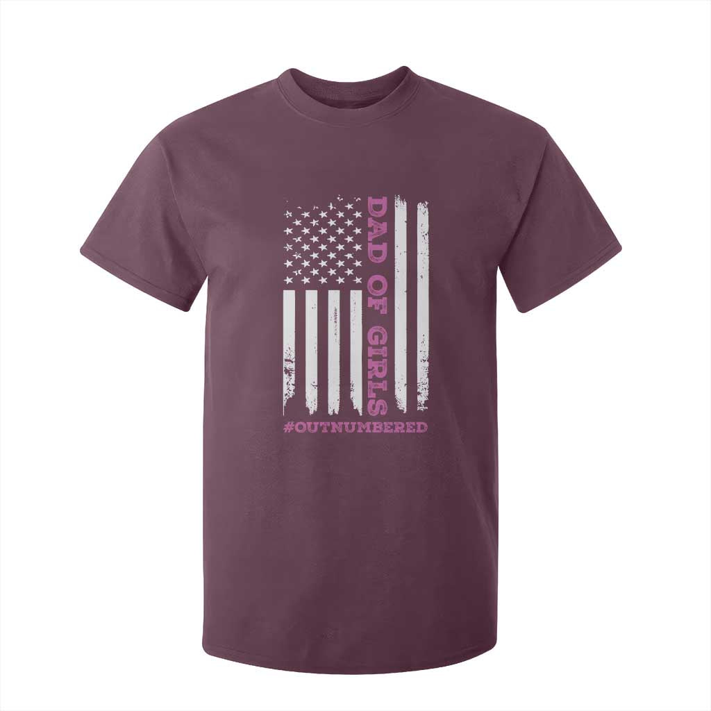 Funny Dad Of Girls Outnumbered T Shirt For Kid Vintage American Flag Father's Day TS11 Print Your Wear
