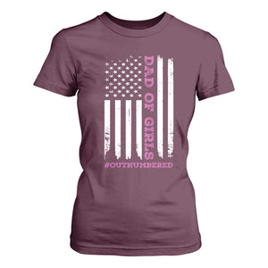 Funny Dad Of Girls Outnumbered T Shirt For Women Vintage American Flag Father's Day TS11 Print Your Wear