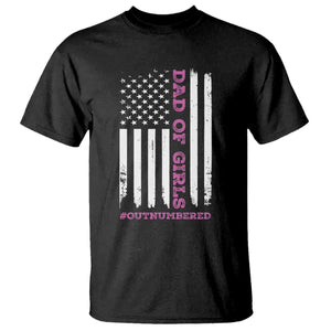 Funny Dad Of Girls Outnumbered T Shirt Vintage American Flag Father's Day TS11 Black Print Your Wear