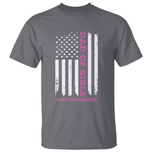 Funny Dad Of Girls Outnumbered T Shirt Vintage American Flag Father's Day TS11 Charcoal Print Your Wear