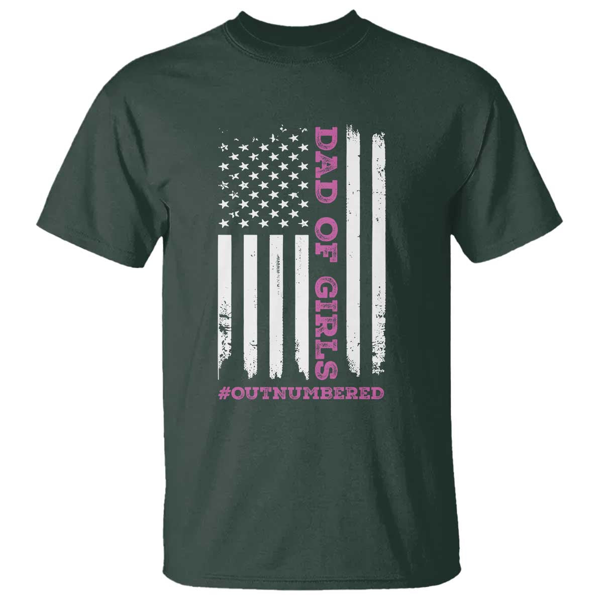 Funny Dad Of Girls Outnumbered T Shirt Vintage American Flag Father's Day TS11 Print Your Wear