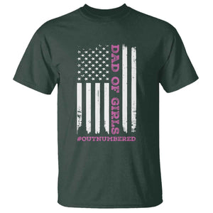 Funny Dad Of Girls Outnumbered T Shirt Vintage American Flag Father's Day TS11 Dark Forest Green Print Your Wear