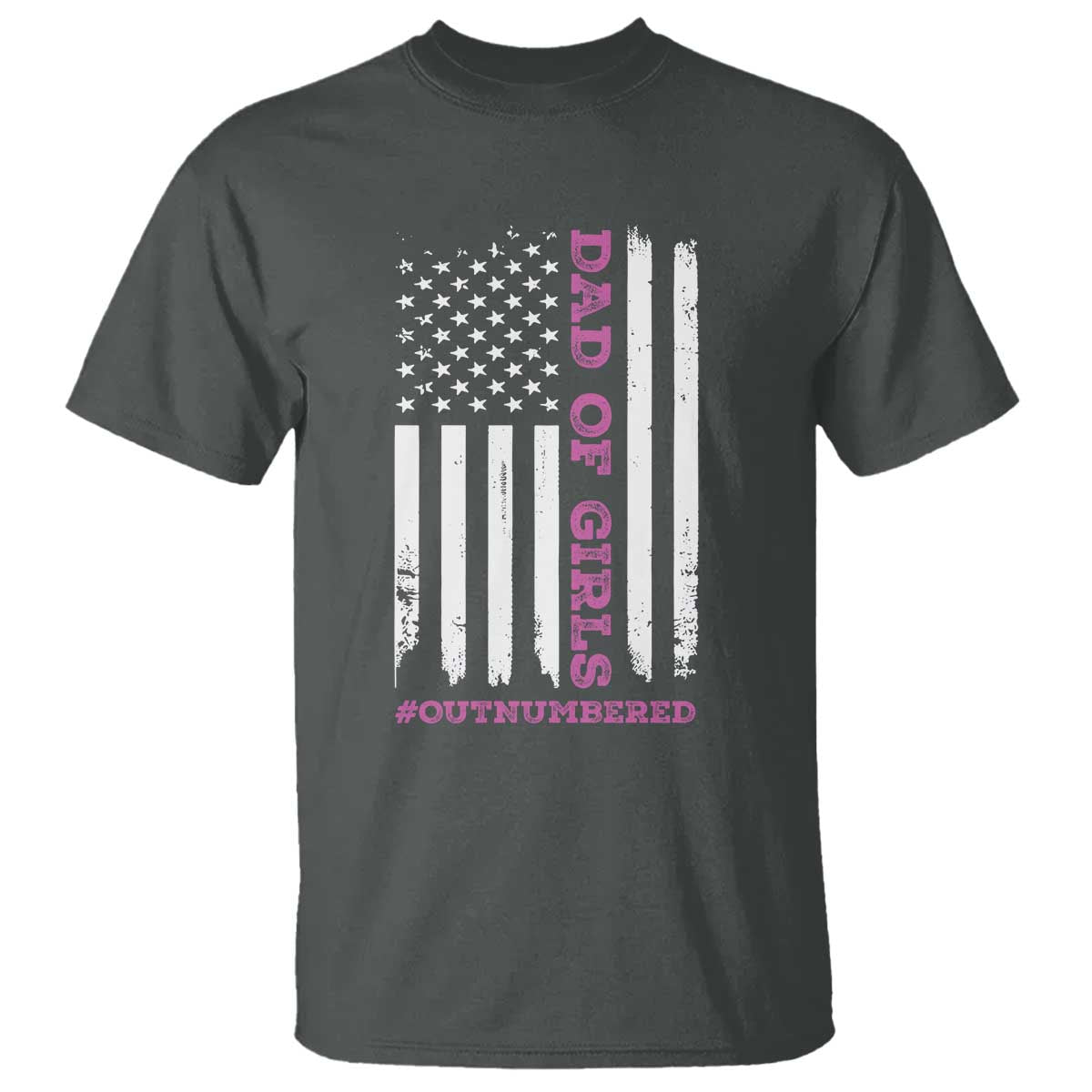 Funny Dad Of Girls Outnumbered T Shirt Vintage American Flag Father's Day TS11 Print Your Wear