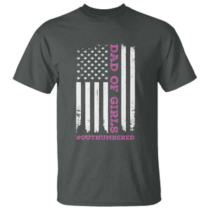 Funny Dad Of Girls Outnumbered T Shirt Vintage American Flag Father's Day TS11 Dark Heather Print Your Wear