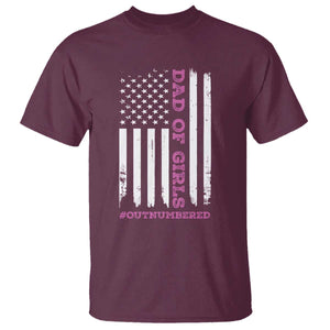 Funny Dad Of Girls Outnumbered T Shirt Vintage American Flag Father's Day TS11 Maroon Print Your Wear