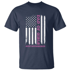 Funny Dad Of Girls Outnumbered T Shirt Vintage American Flag Father's Day TS11 Navy Print Your Wear