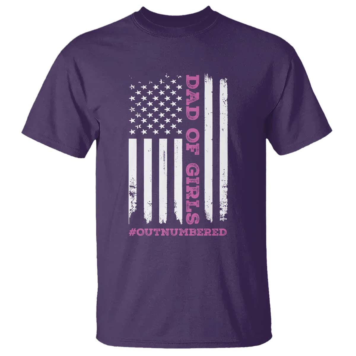 Funny Dad Of Girls Outnumbered T Shirt Vintage American Flag Father's Day TS11 Print Your Wear