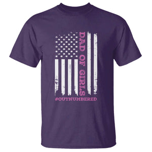 Funny Dad Of Girls Outnumbered T Shirt Vintage American Flag Father's Day TS11 Purple Print Your Wear