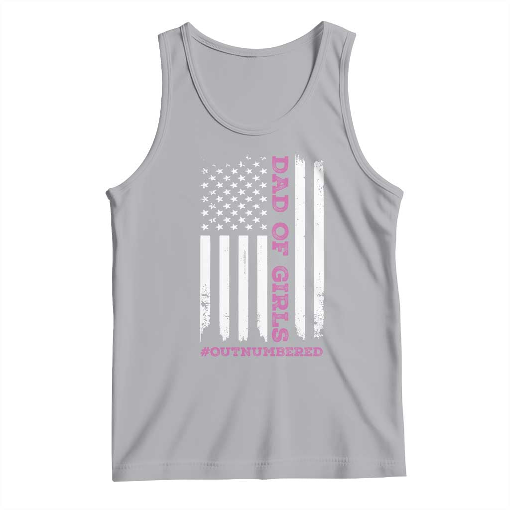 Funny Dad Of Girls Outnumbered Tank Top Vintage American Flag Father's Day TS11 Print Your Wear