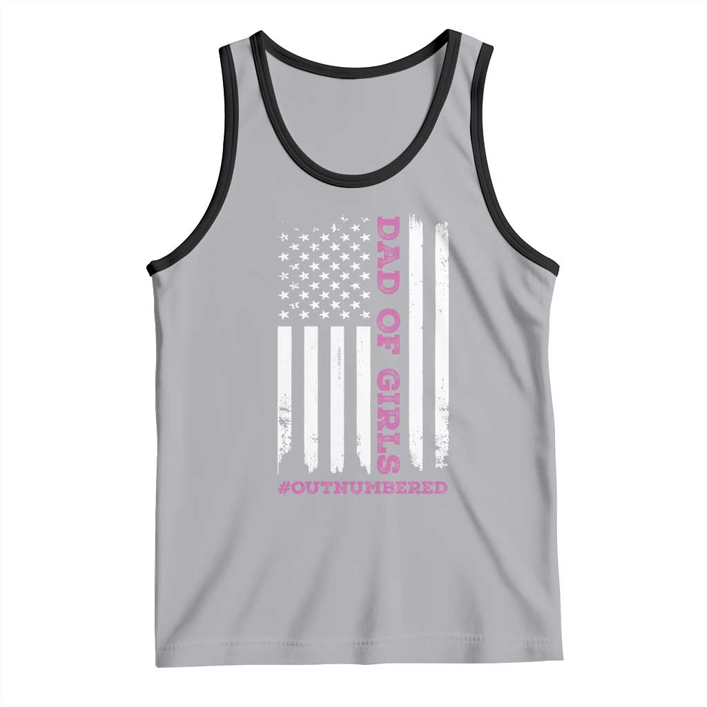 Funny Dad Of Girls Outnumbered Tank Top Vintage American Flag Father's Day TS11 Print Your Wear