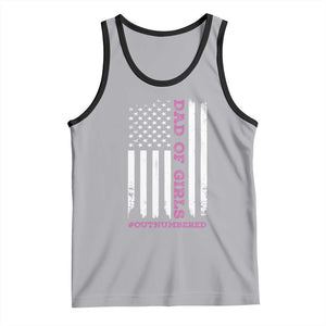 Funny Dad Of Girls Outnumbered Tank Top Vintage American Flag Father's Day TS11 Athletic Heather Black Print Your Wear