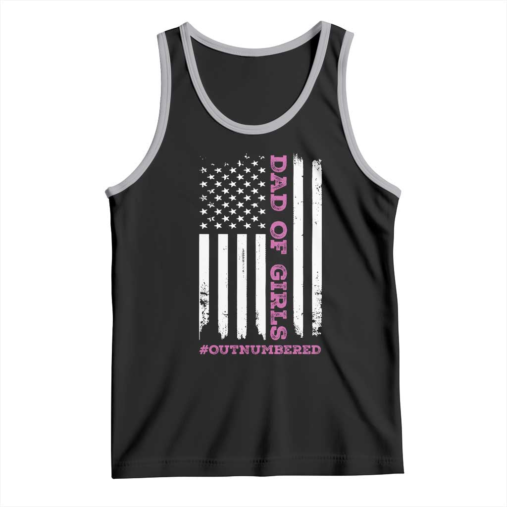 Funny Dad Of Girls Outnumbered Tank Top Vintage American Flag Father's Day TS11 Print Your Wear