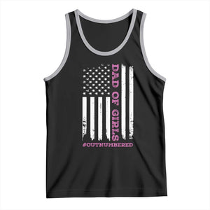 Funny Dad Of Girls Outnumbered Tank Top Vintage American Flag Father's Day TS11 Black Athletic Heather Print Your Wear