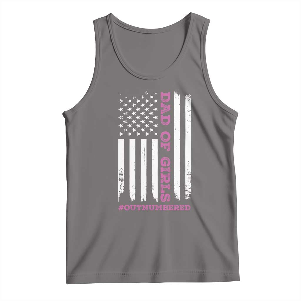Funny Dad Of Girls Outnumbered Tank Top Vintage American Flag Father's Day TS11 Print Your Wear