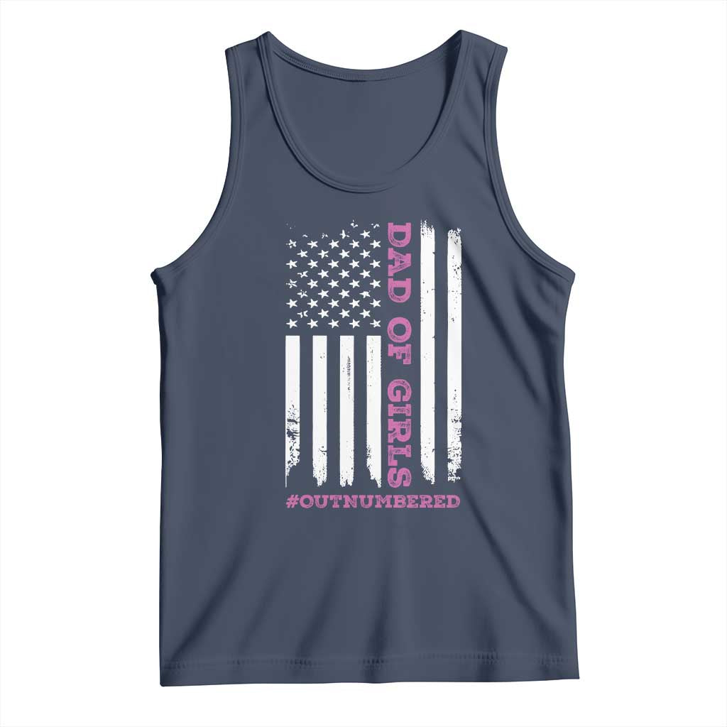 Funny Dad Of Girls Outnumbered Tank Top Vintage American Flag Father's Day TS11 Print Your Wear