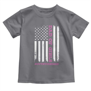 Funny Dad Of Girls Outnumbered Toddler T Shirt Vintage American Flag Father's Day TS11 Charcoal Print Your Wear