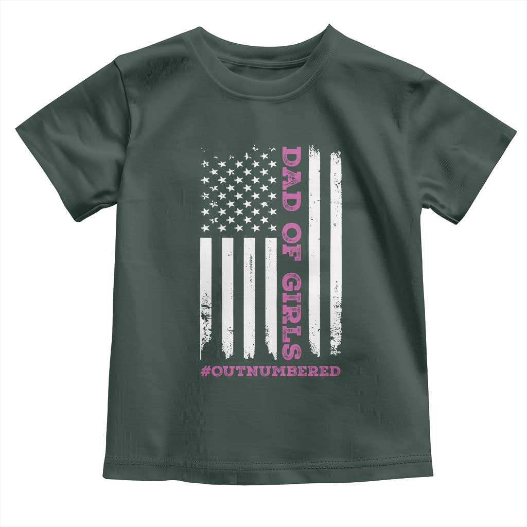 Funny Dad Of Girls Outnumbered Toddler T Shirt Vintage American Flag Father's Day TS11 Print Your Wear