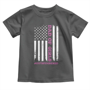 Funny Dad Of Girls Outnumbered Toddler T Shirt Vintage American Flag Father's Day TS11 Dark Heather Print Your Wear