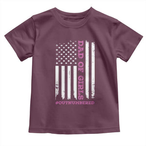 Funny Dad Of Girls Outnumbered Toddler T Shirt Vintage American Flag Father's Day TS11 Maroon Print Your Wear