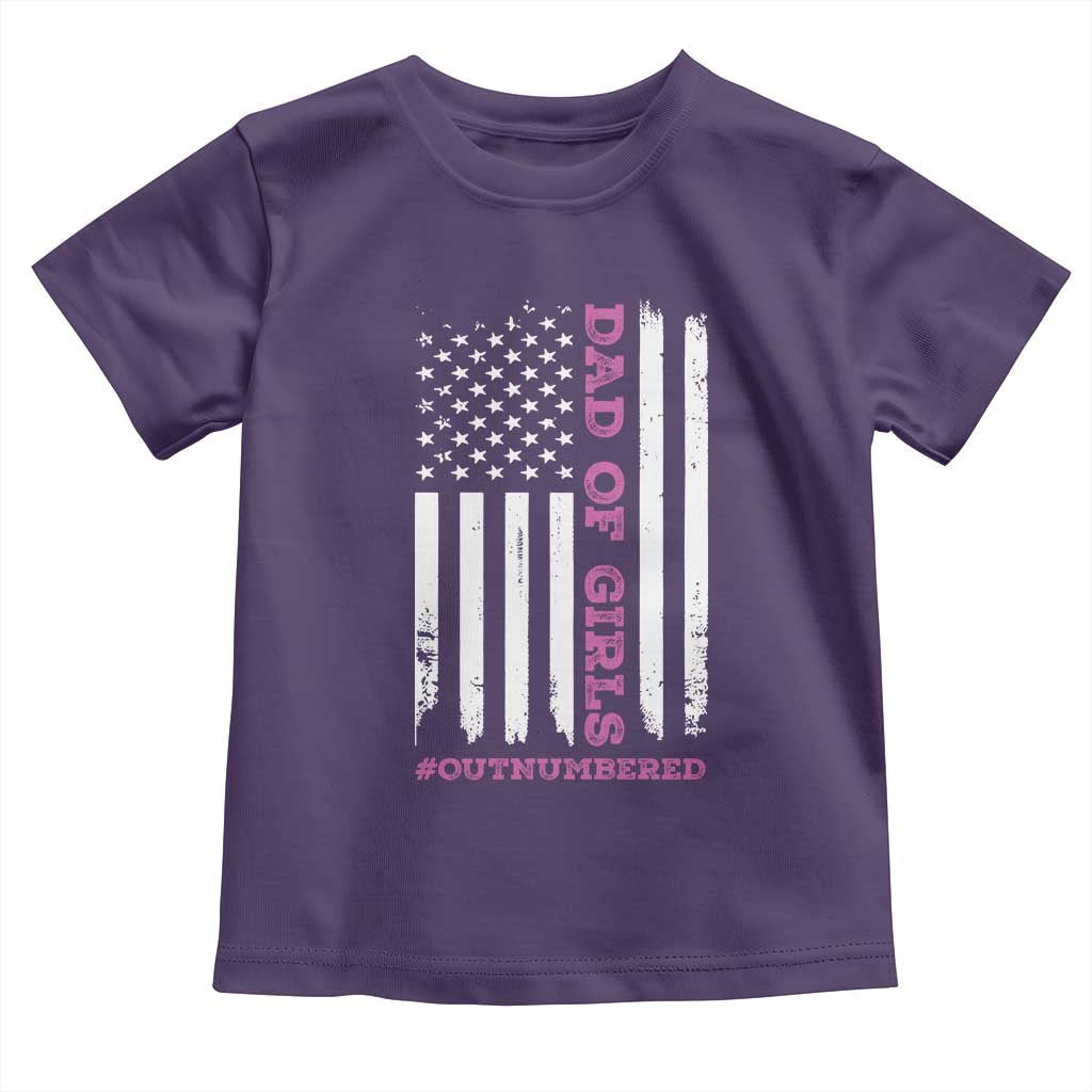 Funny Dad Of Girls Outnumbered Toddler T Shirt Vintage American Flag Father's Day TS11 Print Your Wear