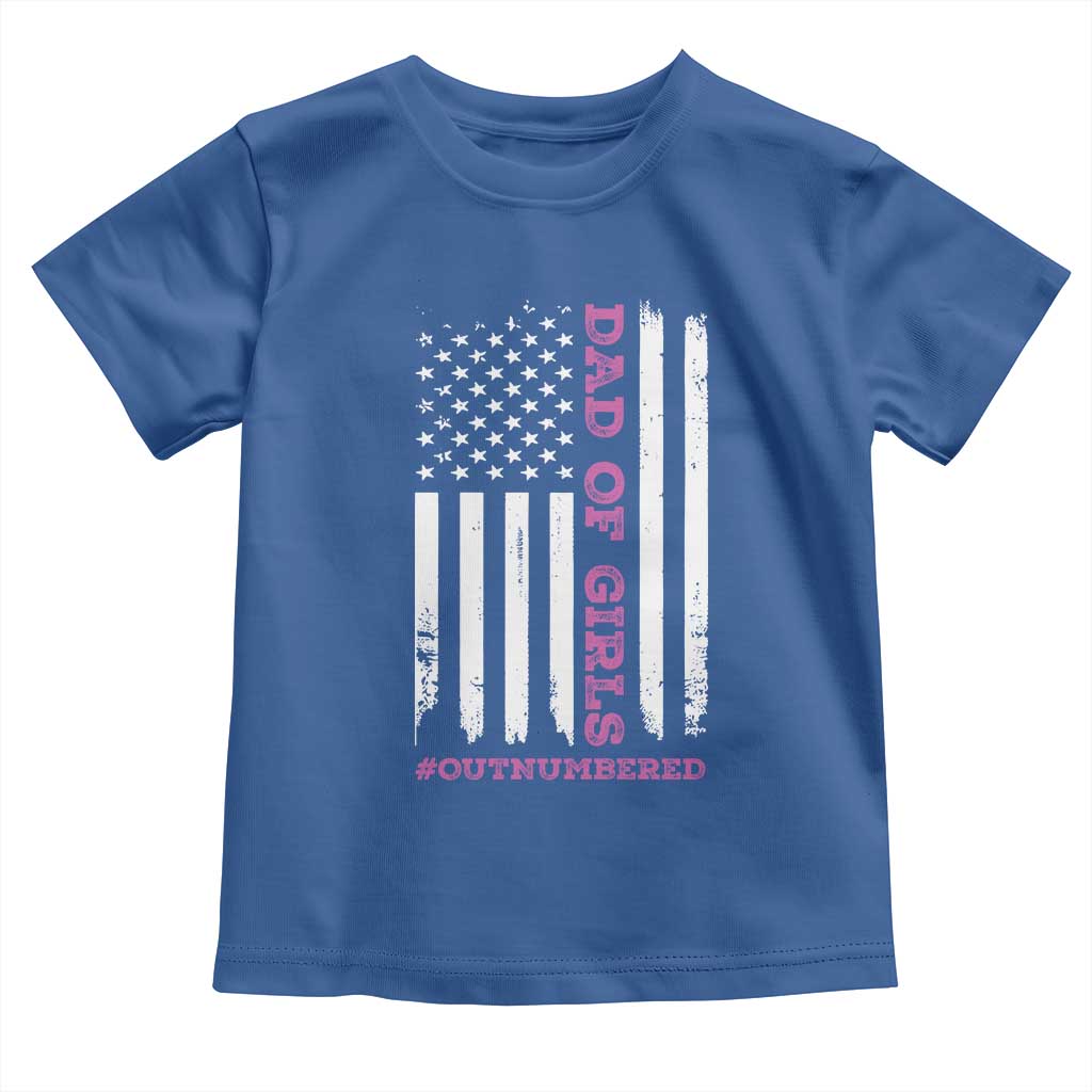 Funny Dad Of Girls Outnumbered Toddler T Shirt Vintage American Flag Father's Day TS11 Print Your Wear