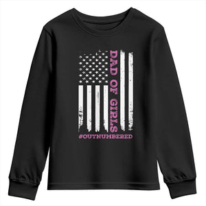 Funny Dad Of Girls Outnumbered Youth Sweatshirt Vintage American Flag Father's Day TS11 Purple Print Your Wear