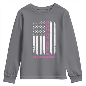 Funny Dad Of Girls Outnumbered Youth Sweatshirt Vintage American Flag Father's Day TS11 Charcoal Print Your Wear