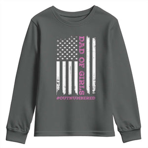 Funny Dad Of Girls Outnumbered Youth Sweatshirt Vintage American Flag Father's Day TS11 Print Your Wear