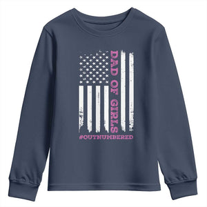 Funny Dad Of Girls Outnumbered Youth Sweatshirt Vintage American Flag Father's Day TS11 Print Your Wear