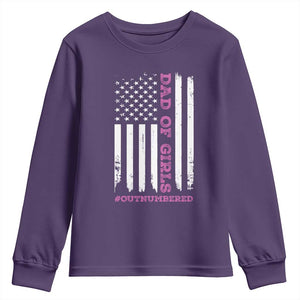 Funny Dad Of Girls Outnumbered Youth Sweatshirt Vintage American Flag Father's Day TS11 Purple Print Your Wear