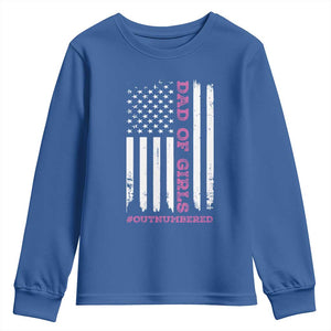 Funny Dad Of Girls Outnumbered Youth Sweatshirt Vintage American Flag Father's Day TS11 Royal Blue Print Your Wear