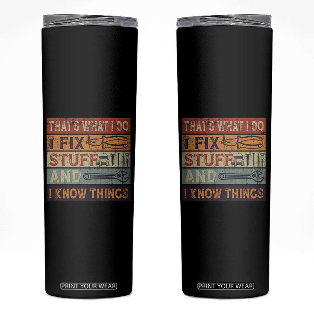 Funny Dad Skinny Tumbler Grandpa Mechanic Handyman Step Dad Fathers Day Gift Retro TB10 Black Print Your Wear