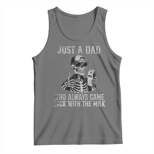 Funny Dad Tank Top Just A Dad Who Always Came Back With The Milk Skeleton American Flag TS10 Black Heather Print Your Wear