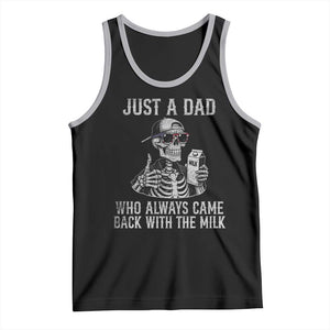 Funny Dad Tank Top Just A Dad Who Always Came Back With The Milk Skeleton American Flag TS10 Black Athletic Heather Print Your Wear