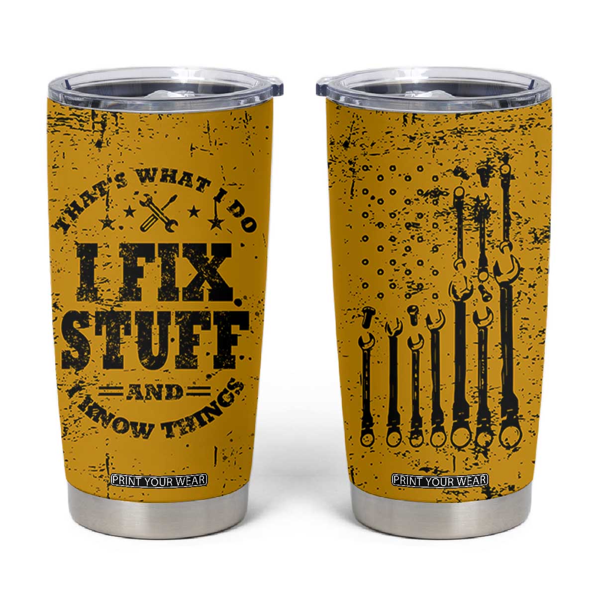 Funny Dad Tumbler Cup Grandpa Mechanic Handyman Engine Oil Filter Cup TB10 Yellow Print Your Wear
