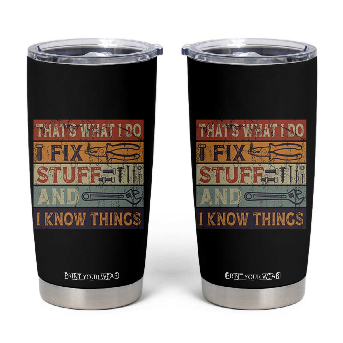 Funny Dad Tumbler Cup Grandpa Mechanic Handyman Step Dad Fathers Day Gift Retro TB10 Black Print Your Wear