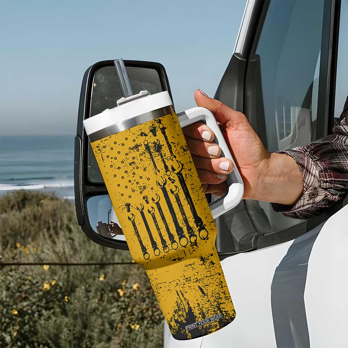 Funny Dad Tumbler With Handle Grandpa Mechanic Handyman Engine Oil Filter Cup TB10 Print Your Wear