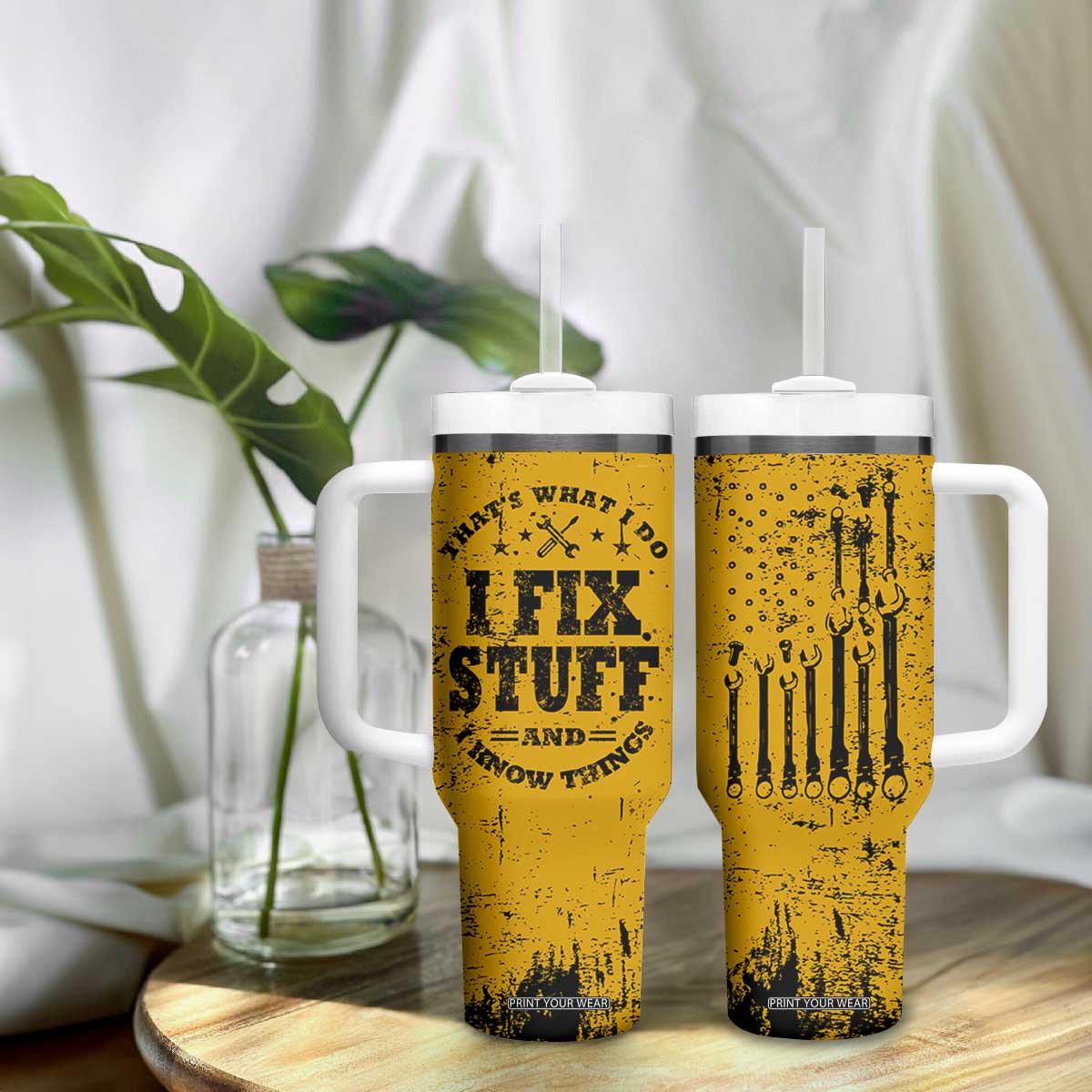 Funny Dad Tumbler With Handle Grandpa Mechanic Handyman Engine Oil Filter Cup TB10 Print Your Wear