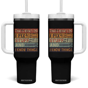 Funny Dad Tumbler With Handle Grandpa Mechanic Handyman Step Dad Fathers Day Gift Retro TB10 One Size: 40 oz Black Print Your Wear