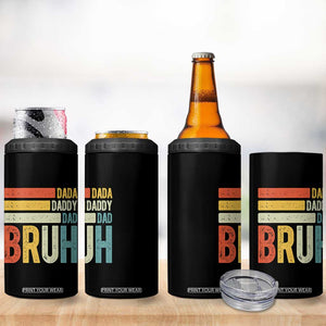 Funny Dada Daddy Dad Bruh 4 in 1 Can Cooler Tumbler Fathers Day Vintage Stripes TS11 Print Your Wear
