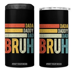 Funny Dada Daddy Dad Bruh 4 in 1 Can Cooler Tumbler Fathers Day Vintage Stripes TS11 One Size: 16 oz Black Print Your Wear