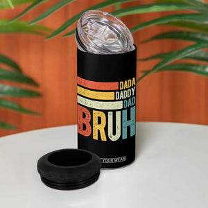 Funny Dada Daddy Dad Bruh 4 in 1 Can Cooler Tumbler Fathers Day Vintage Stripes TS11 Print Your Wear