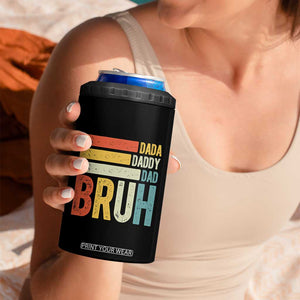 Funny Dada Daddy Dad Bruh 4 in 1 Can Cooler Tumbler Fathers Day Vintage Stripes TS11 Print Your Wear